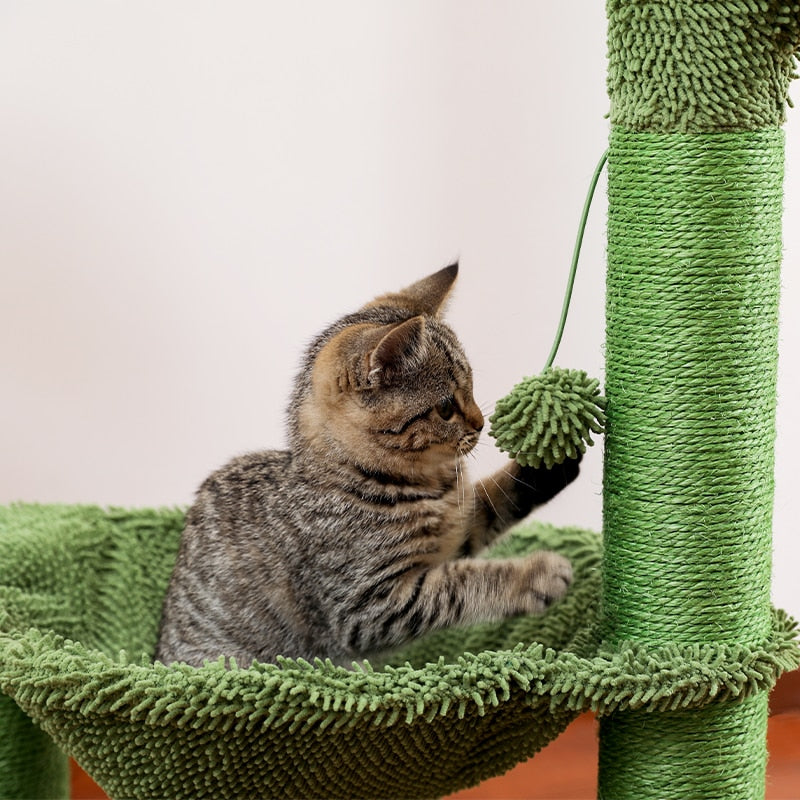 Cactus Cat Scratching Post with Comfortable Spacious Hammock