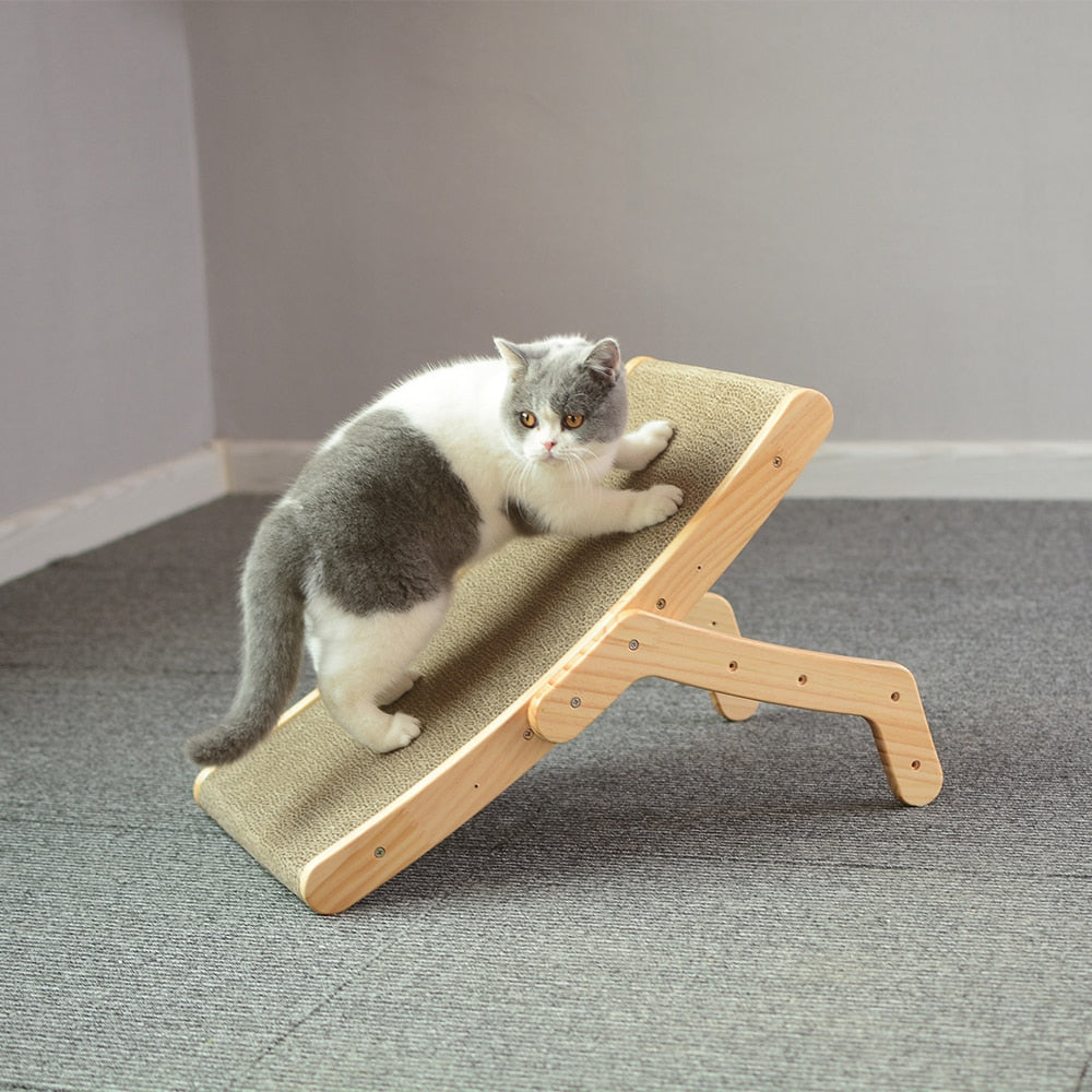 3-in-1 Wooden Cat Scratcher Lounge Bed & Scratching Post