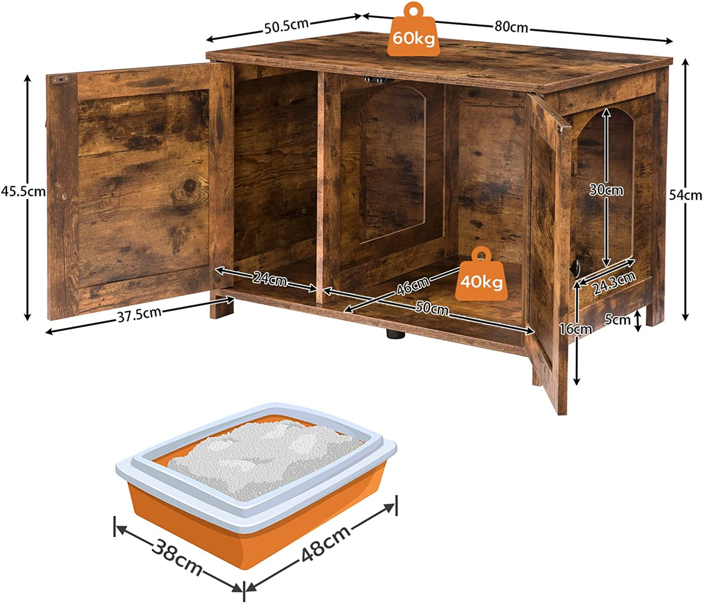 Cat Litter Box Furniture - Wooden Pet House for Living Room