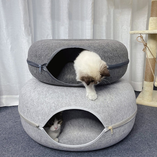 Donut Pet Cat Tunnel Interactive Play Toy and Cat bed